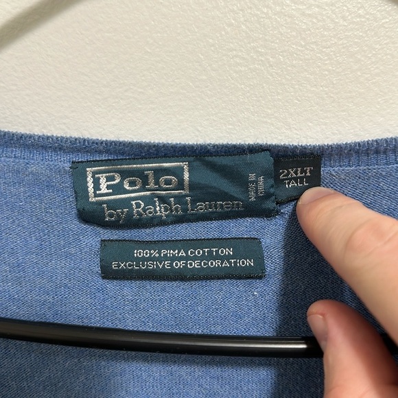 Polo by Ralph Lauren 100% Pima Cotton V Neck Sweater size 2XLT - Picture 2 of 4